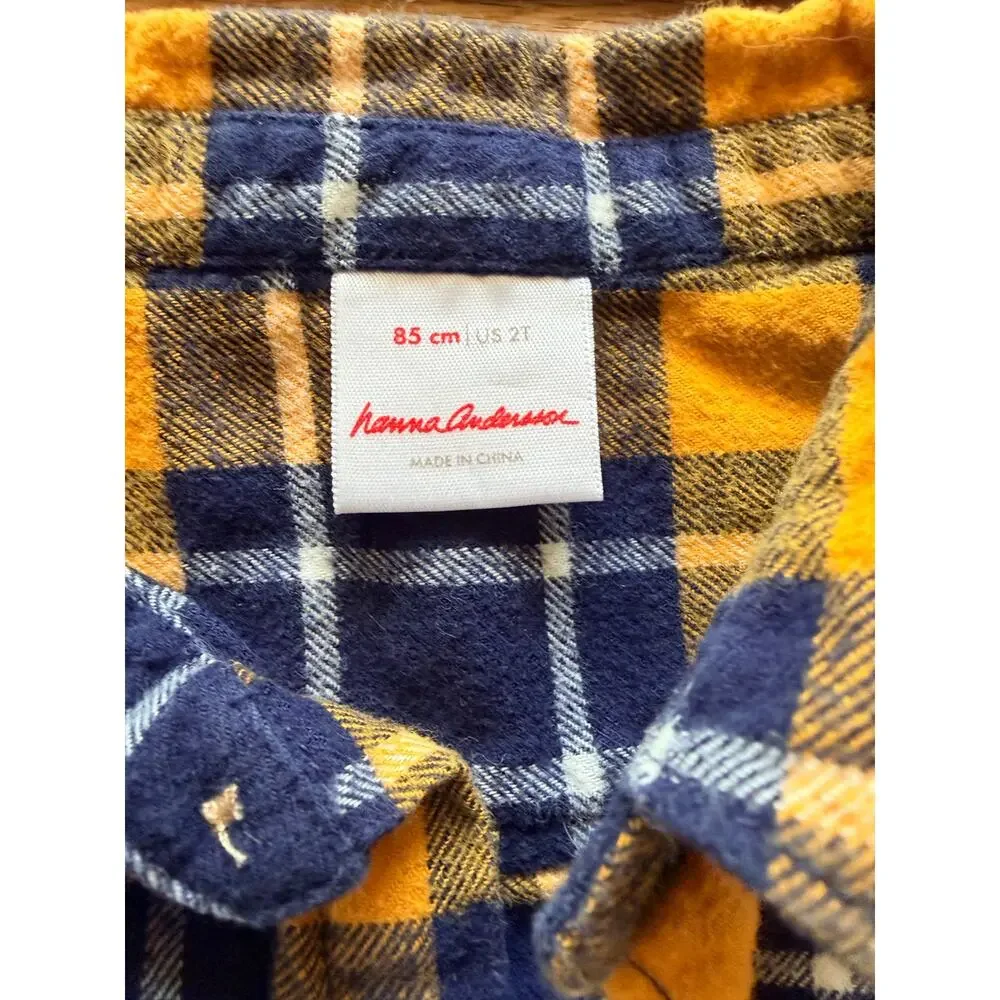 Hanna Andersson Yellow Plaid Fireside Flannel Shirt 2T (85 cm)